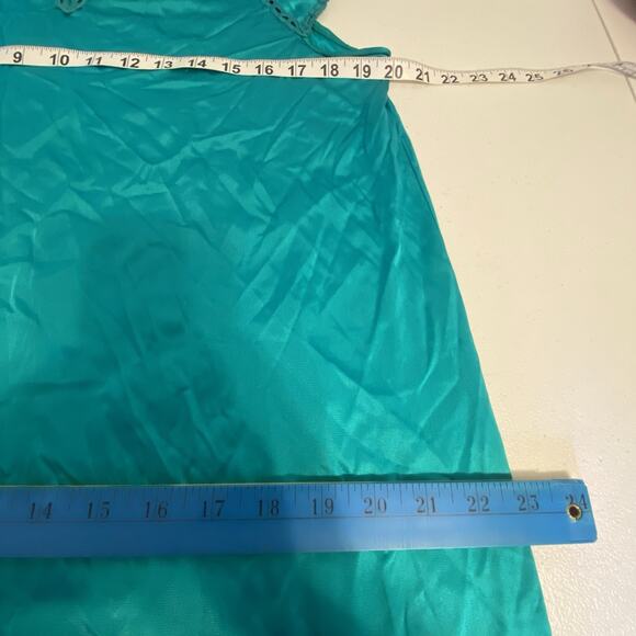 Vtg VanityFair Nightgown Robe Peignoir 2PC Set Nylon Lace Turquoise USA Fairy M - Picture 2 of 14